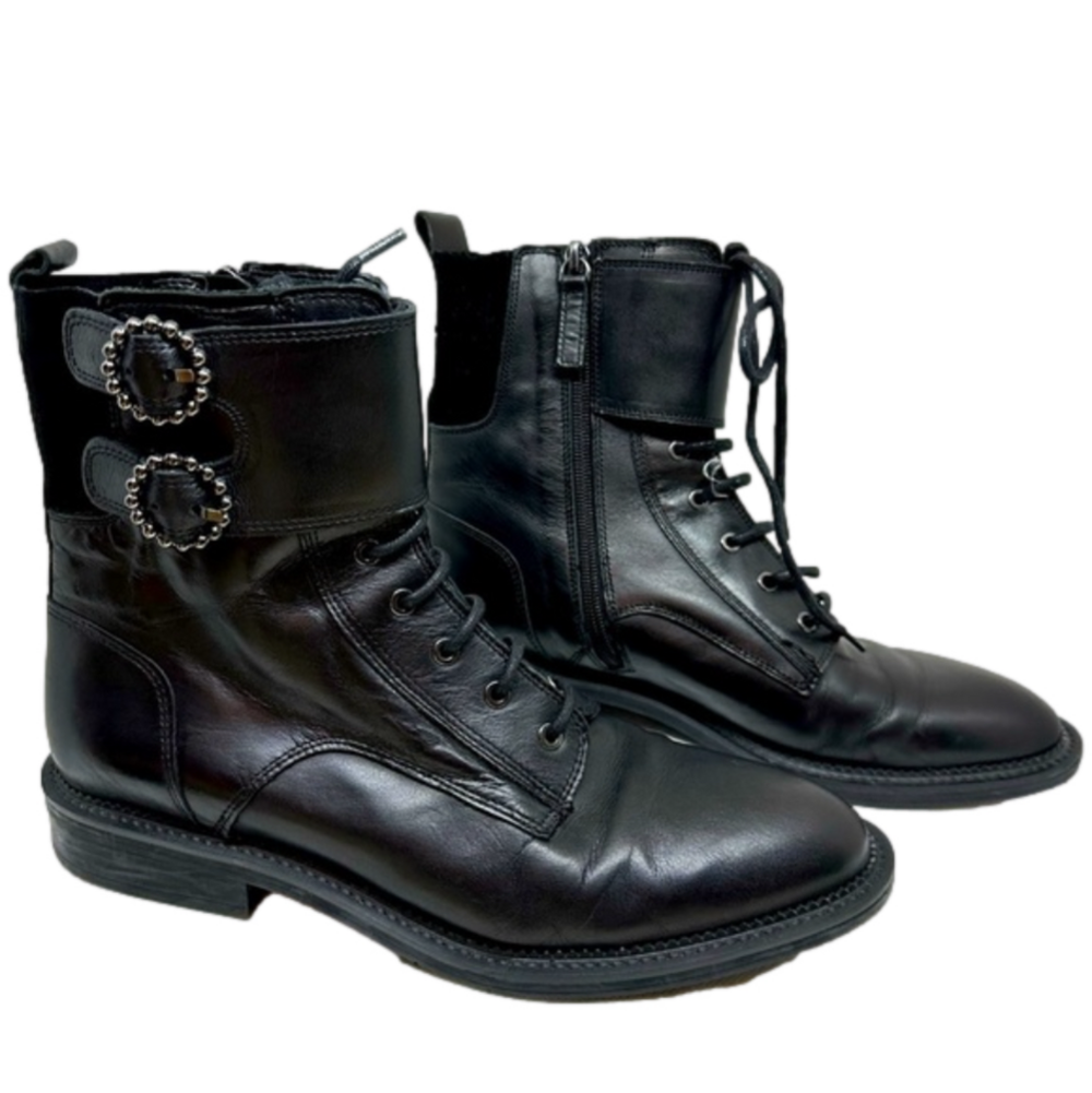 ZARA Women’s Leather & Suede Combat Boots Witchy Punk  - EU 41 US 8.5